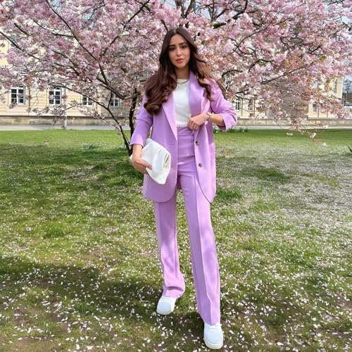TIANMEI 2 Pieces Womens Suit Notch Lapel Blazer Set Suit for Women Womens Wedding Prom Tuxedo Ladies Casual Blazer Pantsuits3
