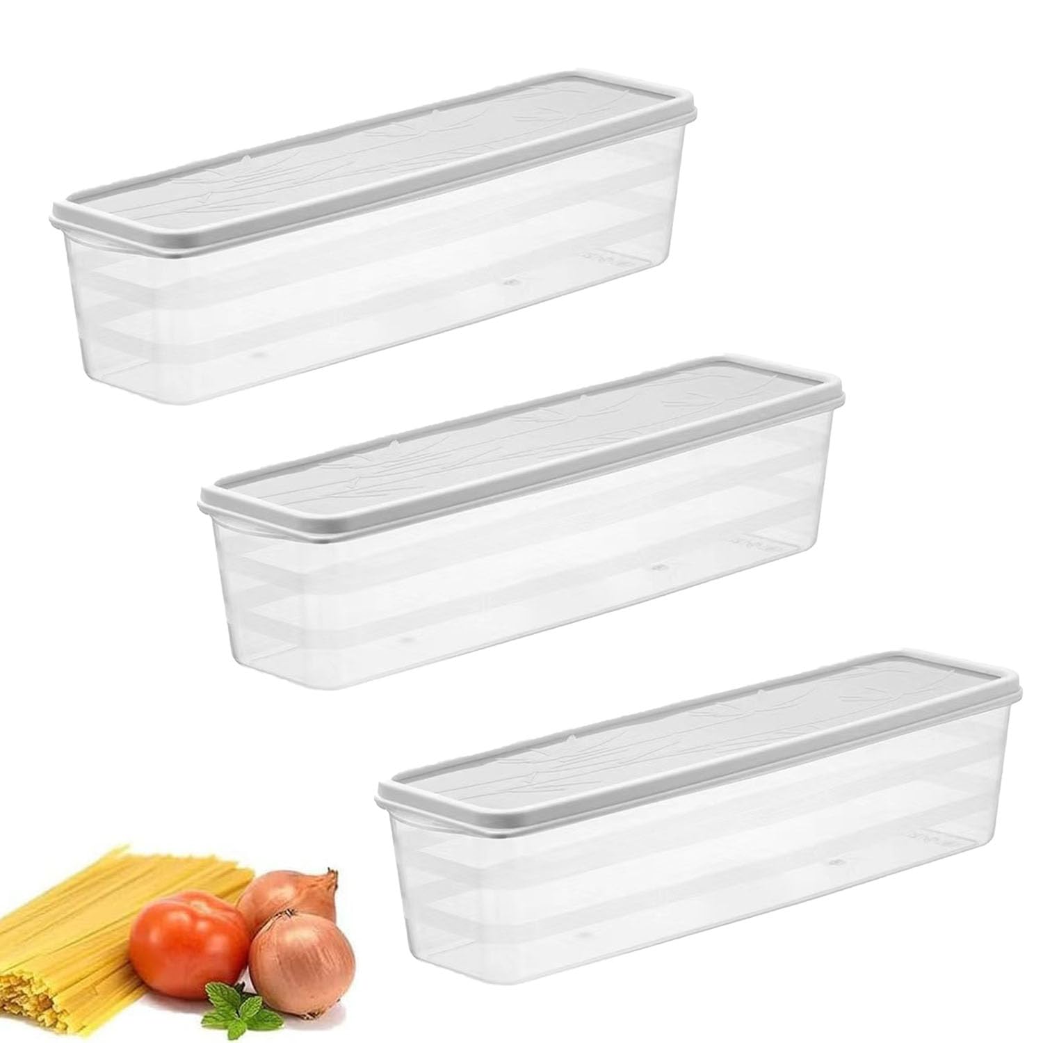 3 Pezzi Contenitori Per Pasta Conservazione Degli Spaghetti Scatola Per Spaghetti Plastica Pasta Contenitore Convient Pour Stocker Des Nouilles, Des Épices Et Des Céréales(Grigio)