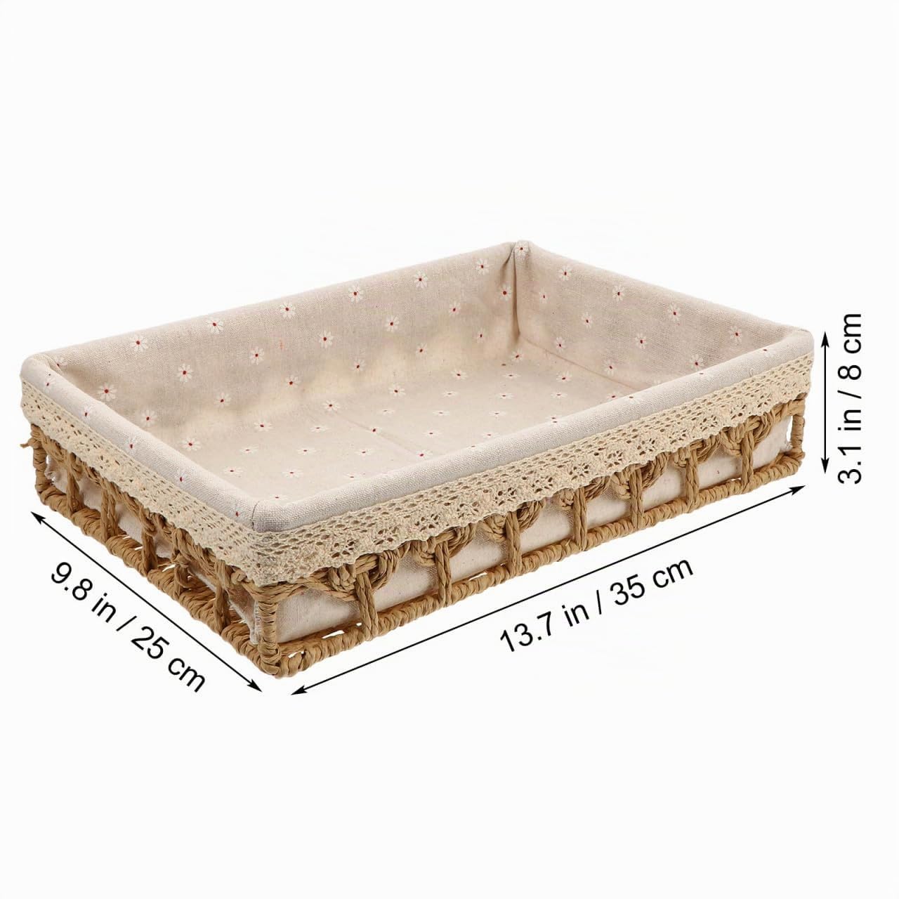 HEMOTON Cesta De Almacenamiento De Escritorio Organizador Tejido Simulado Cesta De Ratán Imitación Para Oficina Dormitorio Y Hogar 13.77 X 9.84 X 3.14 in