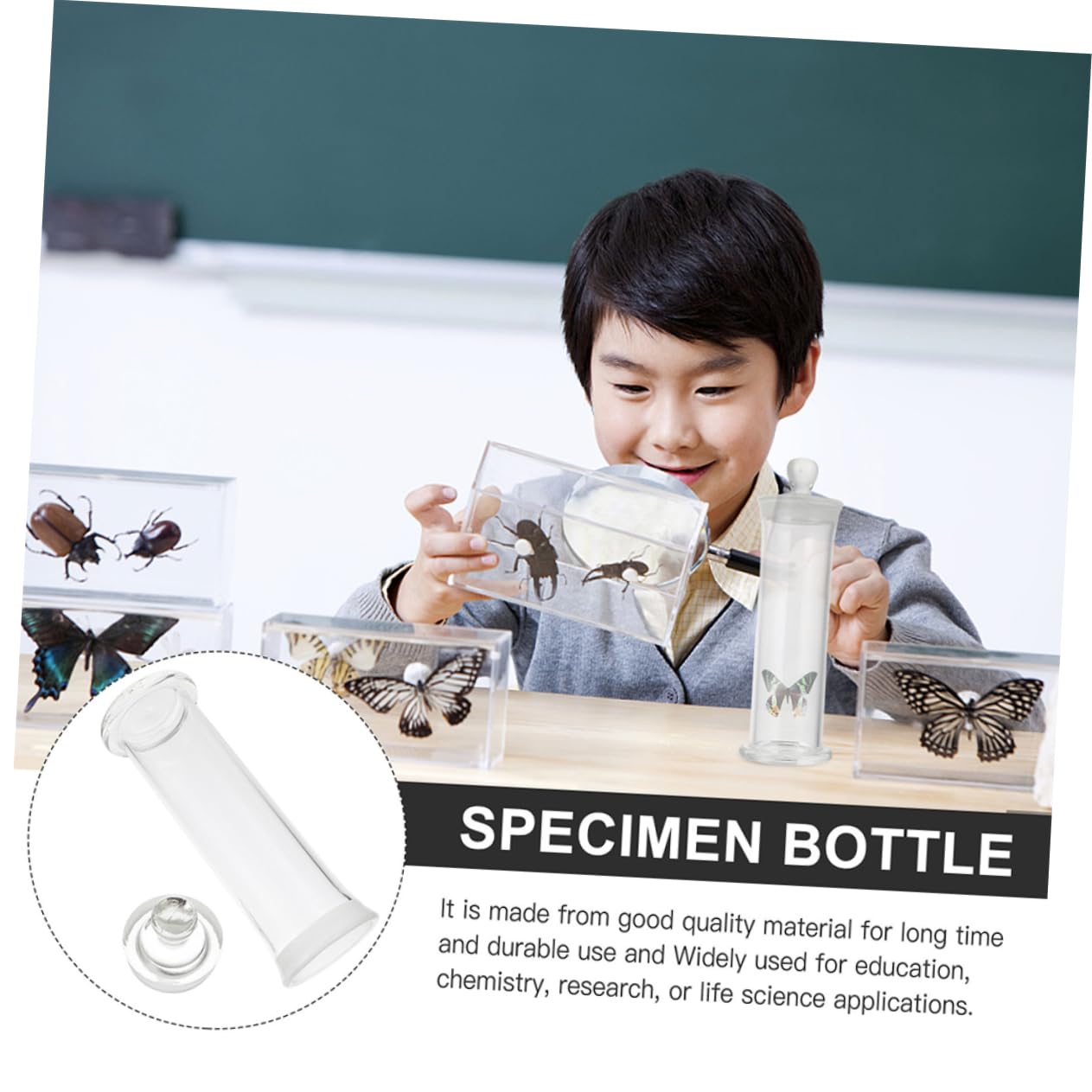 ABOOFAN 2pièces Flacon Transparent Épais Pour Laboratoire Résistant Chaleur Avec Couvercle à Poignée Pour Échantillons De Chimie Conservation