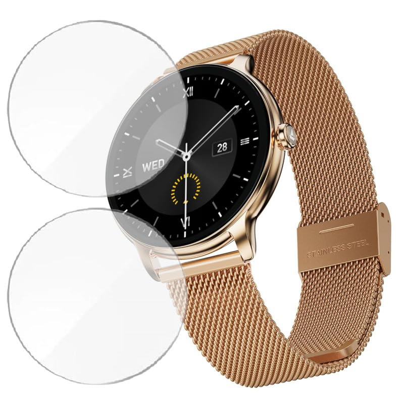 Image of 2 Pack Smartwatch Screen Protector for Boat Chrome Iris 1.32 inch - Flexible TPU Screen Guard, HD Clear, 9H Scratch Resistant, Bubble Free Installation - Not Tempered Glass