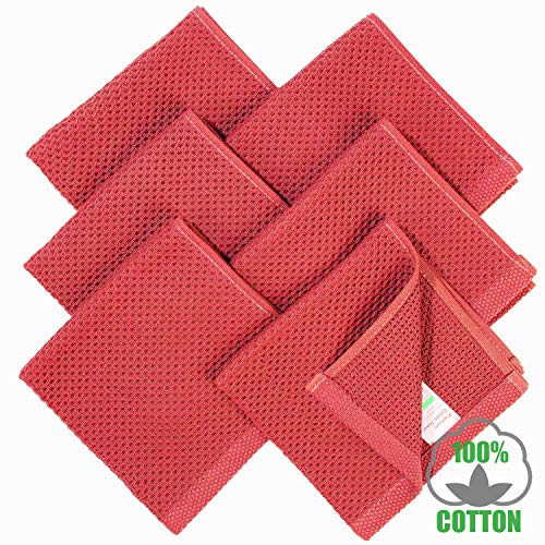 Kitinjoy 100% Cotton Kitchen Dish Cloths, Waffle Weave Dish Rags Ultra Soft Absorbent