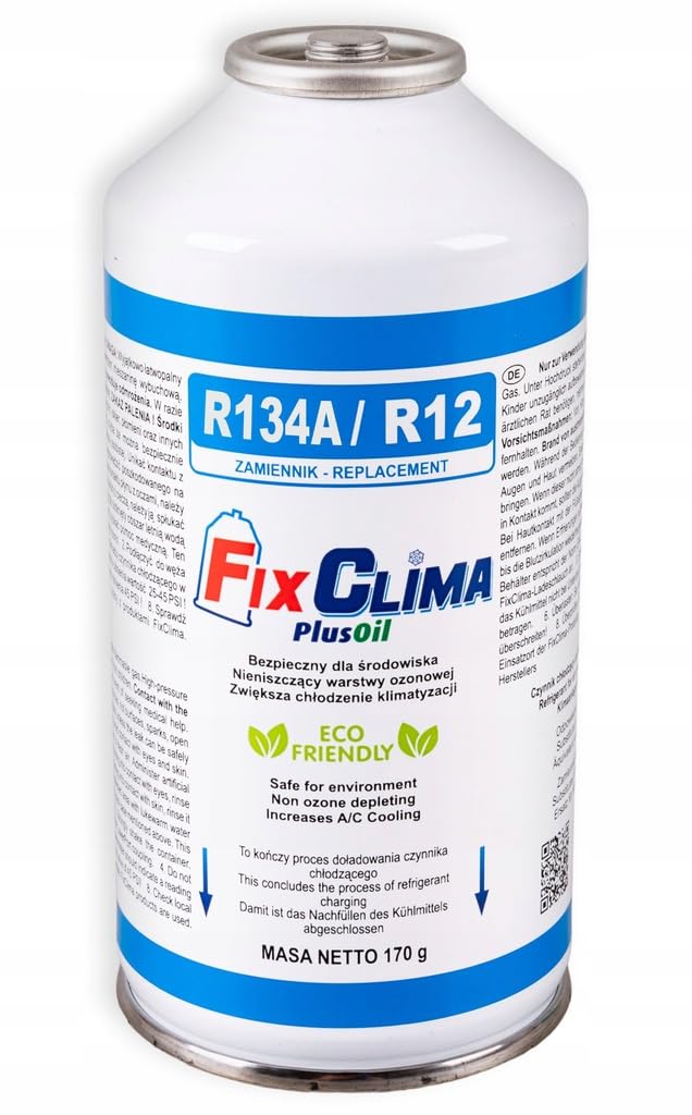 FixClima R134A SealsStop + PlusOil Gas de llenado de aire acondicionado para automóviles 1994 – 2016 | con manguera, sellador 3 en 1 y adaptador HD/ND, paquete doble