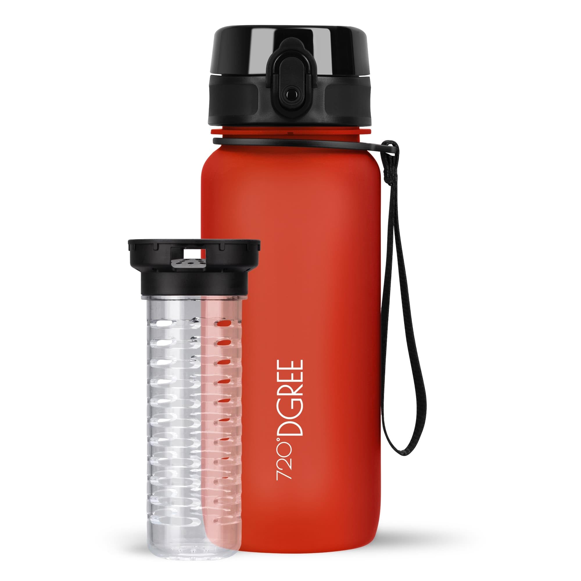 720°Dgree Watermelon Red | Softtouch Water Bottle “Uberbottle“ - 650 Ml Softtouch +Fruit-Infuser, Bpa-Free Tritan, Leakproof, Reusable Drinking Bottle - Sports Bottle For Gym, Kids, School, Fitness, Running, Travel, Office