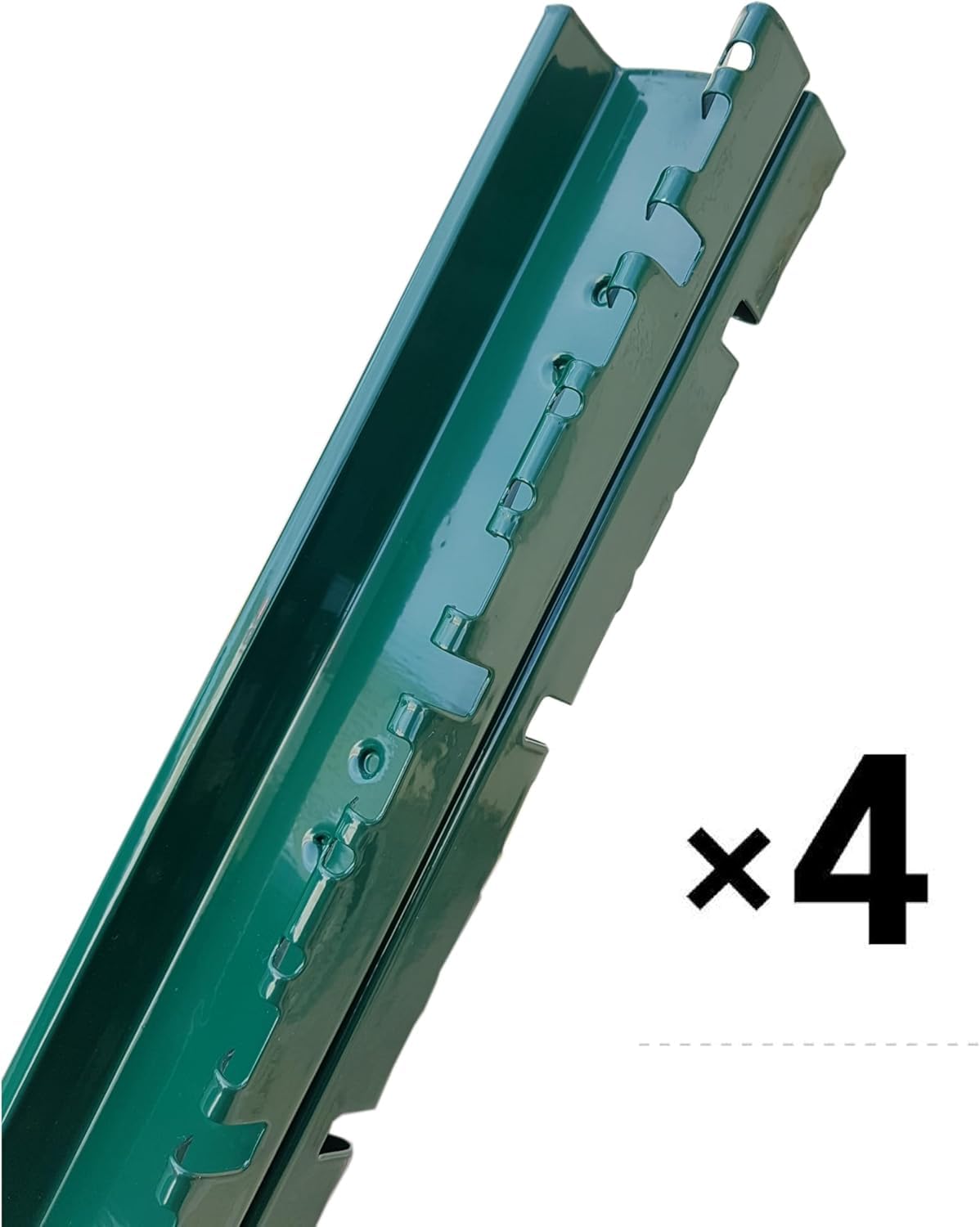Poteaux de Clôture en Métal Vert à sceller en H 1m40 4 Pièces