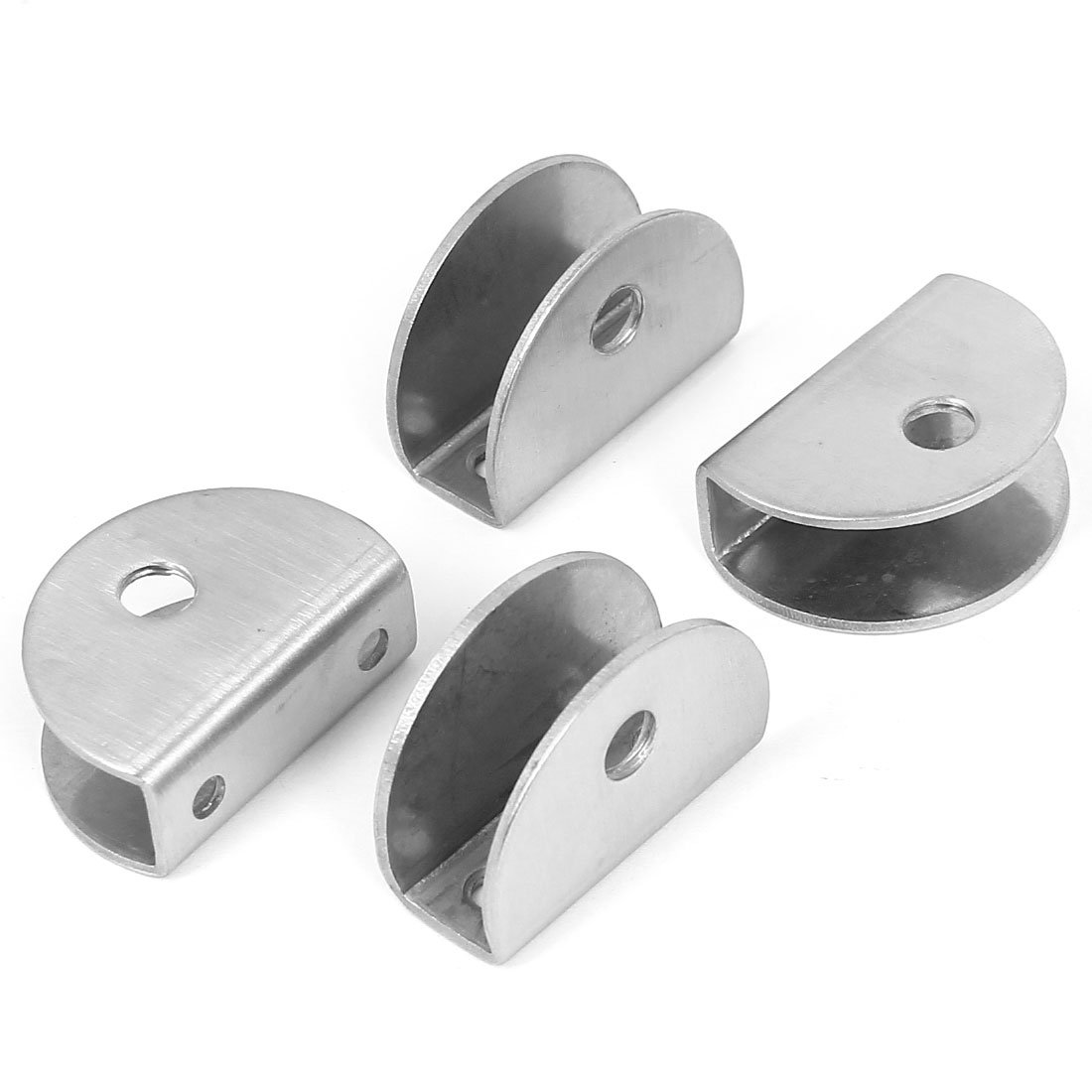 Aexit 4Pcs Half Clamps Round Shaped 12mm Thick Glass Clip Clamp Holder Hand-Screw Clamps Silver Tone