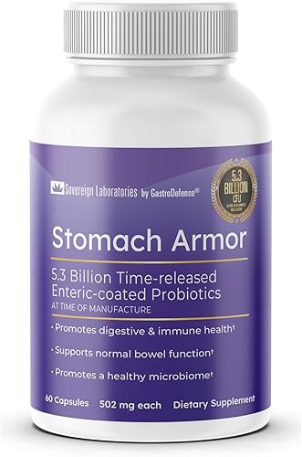 Stomach Armor - Probiótico y preestable - Calostro liposomal LD mejorado. Las manchas beneficiosas colonizan y promueven la salud intestinal,