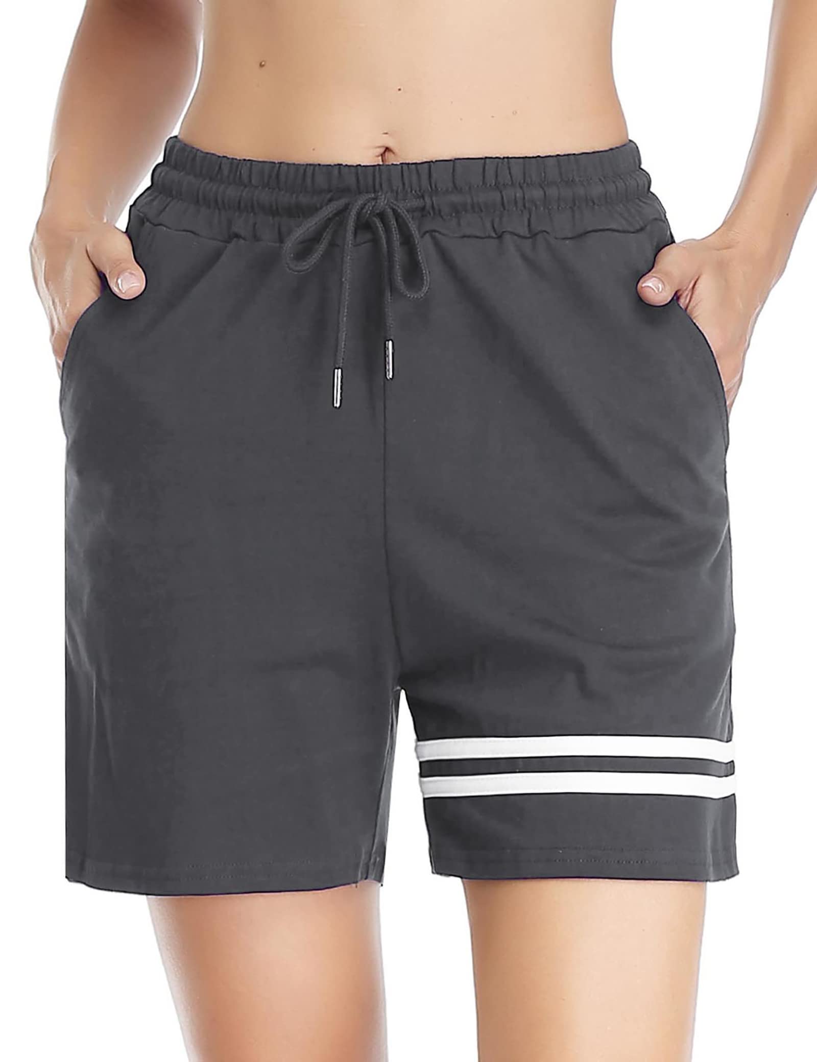Gyabnw Pantalon Corto Mujer Algodón Pantalones Deporte Mujer Corta de Transpirables con 2 Bolsillos para Fitness Yoga Correr Pijama Casual Shorts
