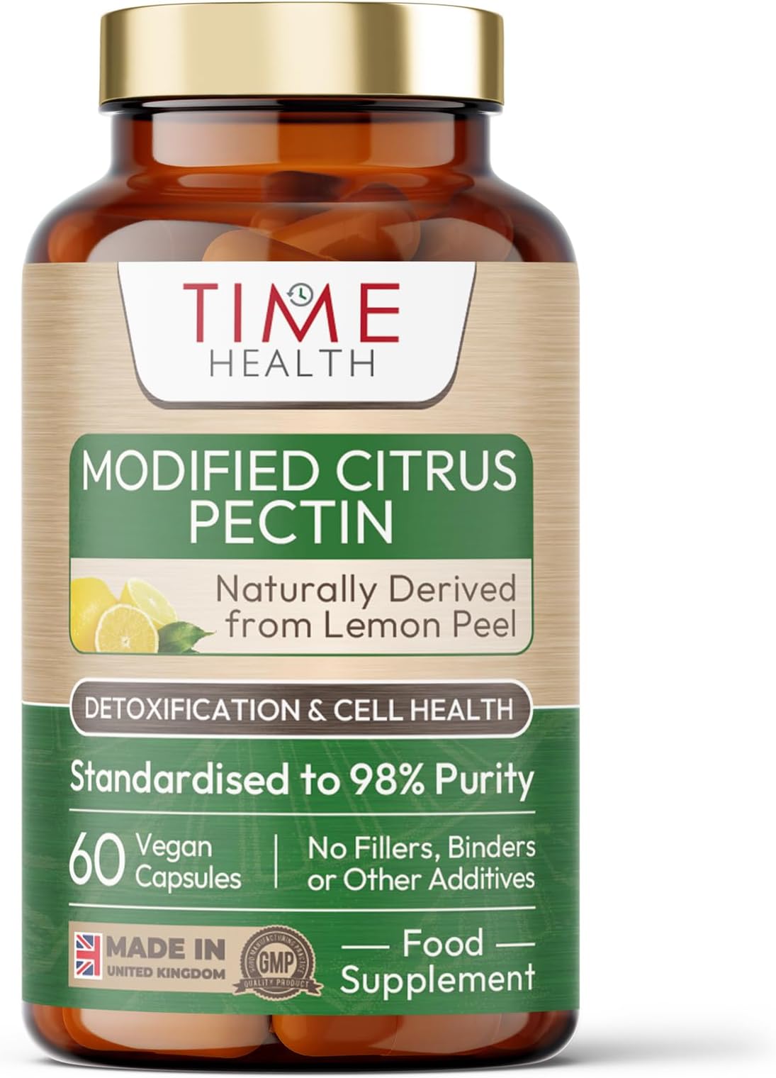 Modified Citrus Pectin (MCP) – Over 90% Galacturonic Acid – Naturally Derived from Lemon – Vegan – UK Made Supplement – Zero Additives (60 Capsule Pouch) (60 Capsule Pouch)