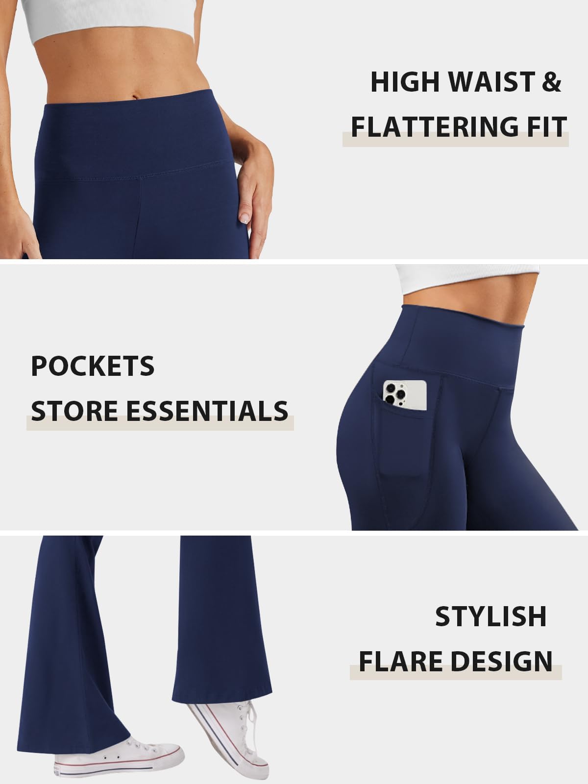 Glacspyg Yoga Pantalons Femmes avecPoches Casual Jogging Taille Haute de Survêtement Stretch Wide Patch Jazz Pantalons