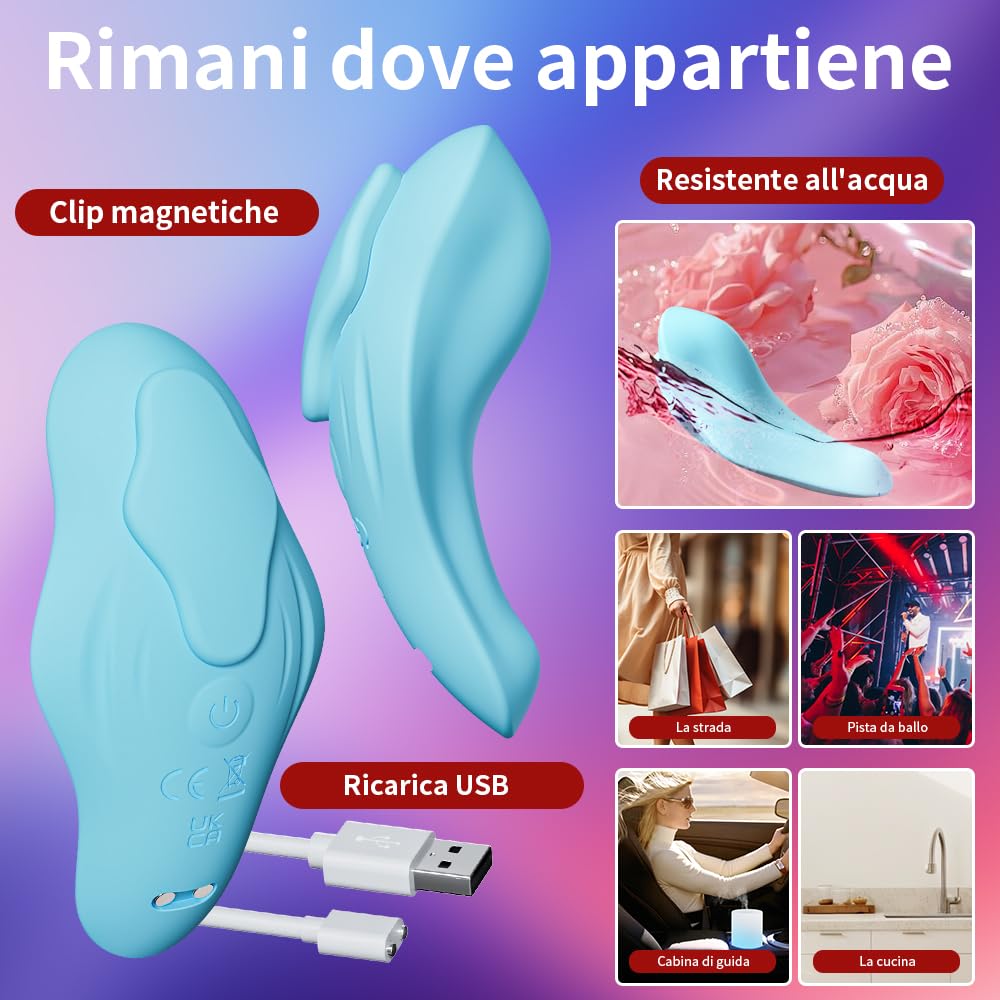 Vibratore Indossabile per Donna con Telecomando, 10 Modalità