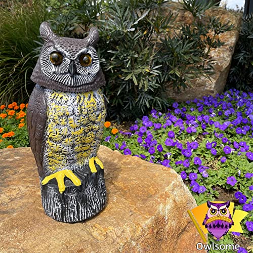 Owlsome Solar Owl With Flashing Eyes, Rotating Head, Hoot Sound, Motion Detector And Silent Mode, Plastic Owl Garden Sculpture, Garden Decoration #TOP4