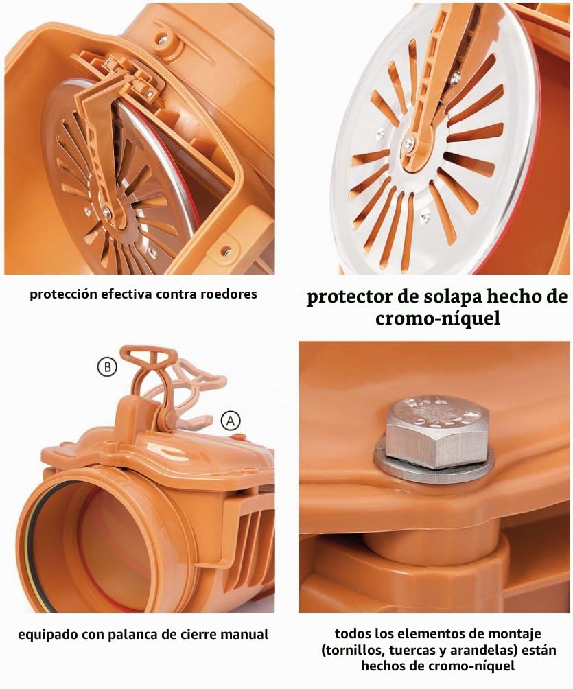 Horizontal pvc plástico de aguas residuales de retención de drenaje no retorno remanso válvula impidió 110mm