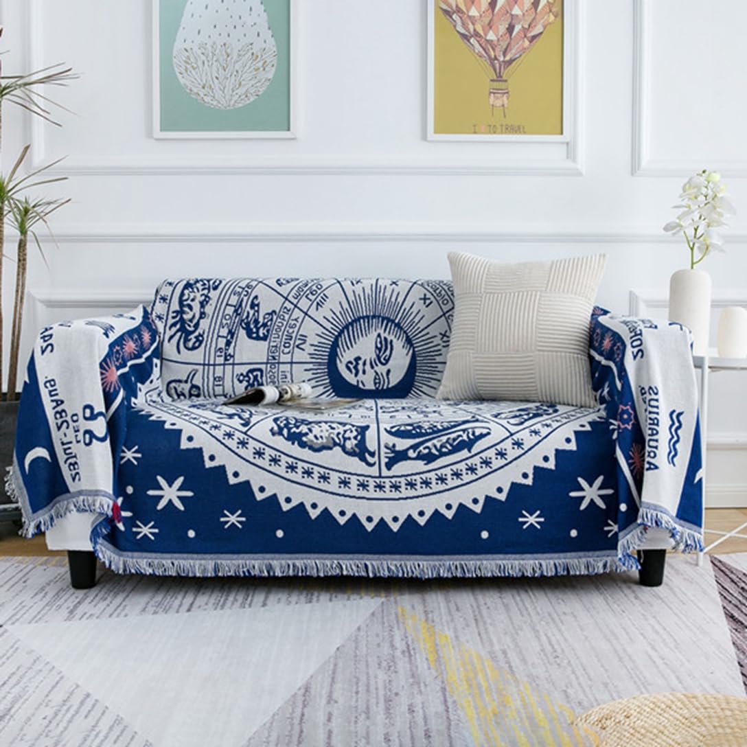 絵画風　ブルーマンデー　マルチカバー　ソファーカバー　ラグ　172x129 絵画風 ブルーマンデー マルチカバー ソファーカバー ラグ 172x129