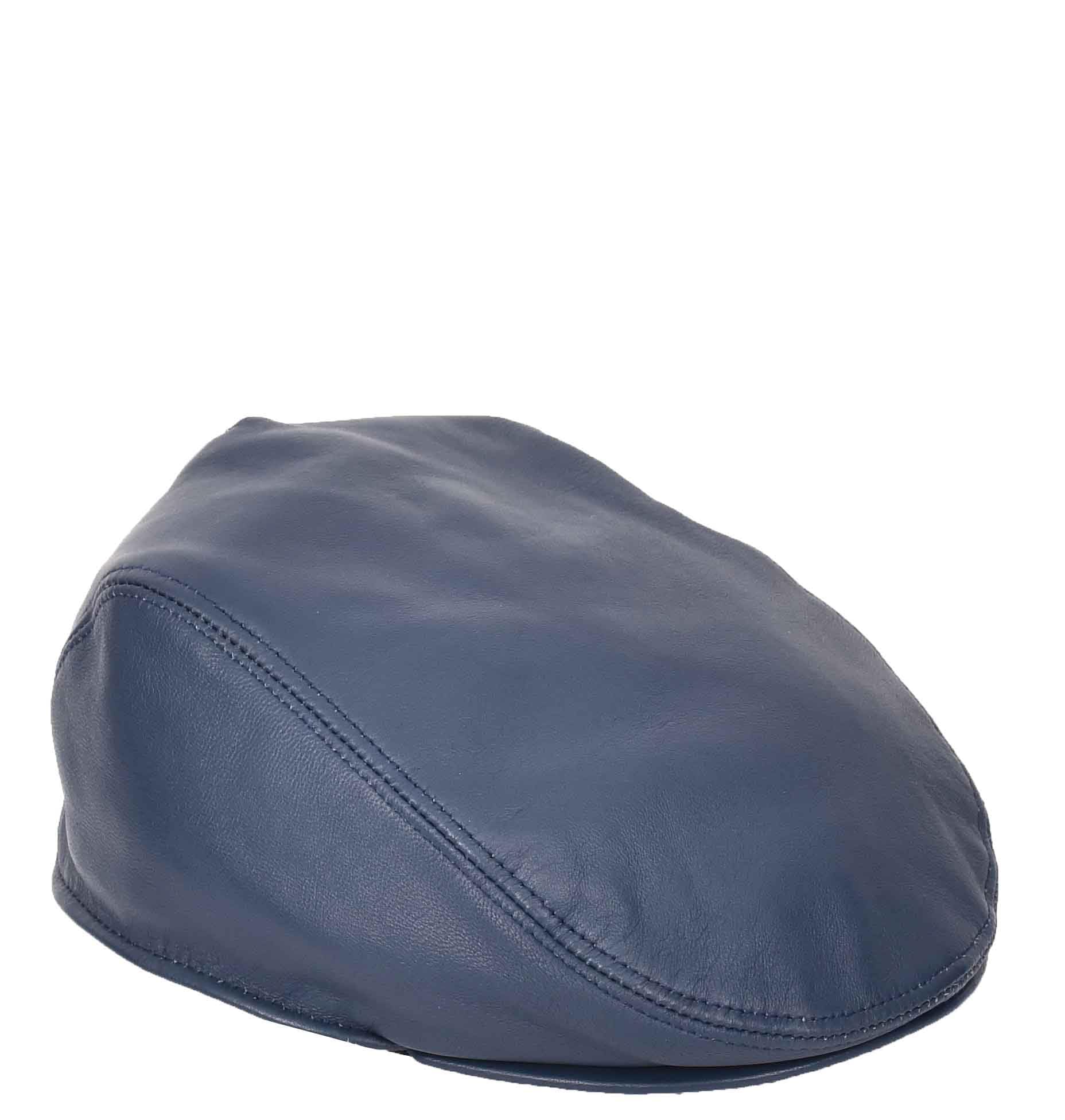 House of Leather Men's Flat Cap Hat - Leather - Navy - L