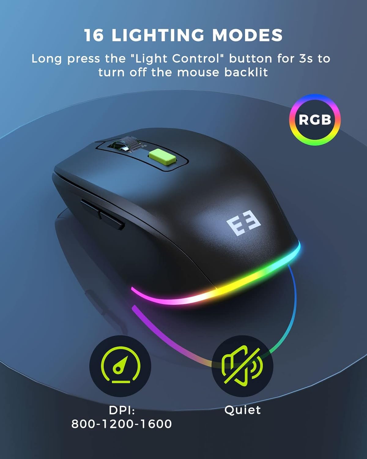 seenda Tastiera wireless 2.4G e mouse Combo con retroilluminazione arcobaleno, tastiera ricaricabile e mouse set UK layout full size con 2 in 1 USB C e USB A Dongle e Wirst Rest, nero