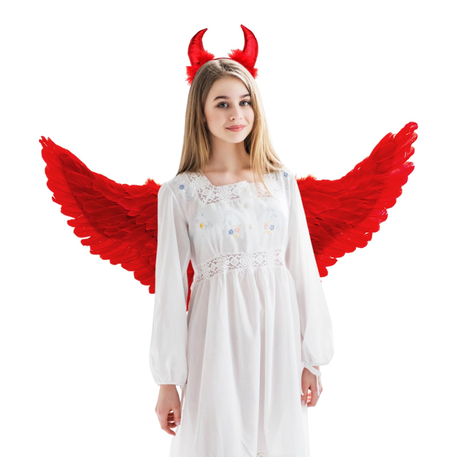 Aureola Angelica Con Piume - 2 Pezzi Per Costumi Halloween E Natale - Foto 7