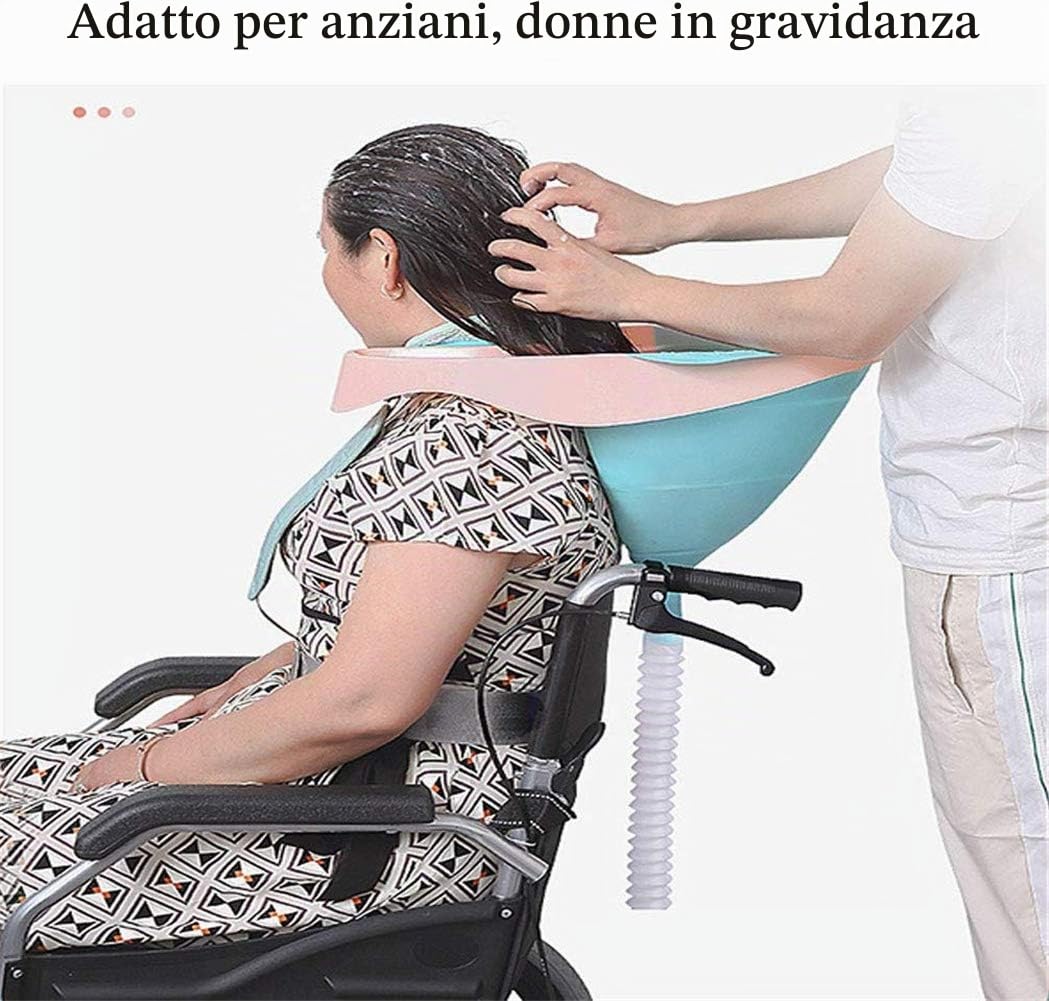 Portatile Lavelli per Shampoo Lavatesta Portatile Ciotola Parrucchiere Mobile Letto Bagno Ciotola per Lavare Capelli con Drain Tubo per Anziani, Disabilitato, costretto a Letto e disabili
