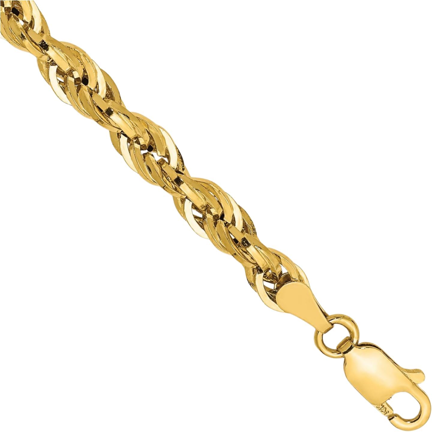 IceCarats 10K Yellow Gold 4.25mm Thick Rope Chain Bracelet, Polished
