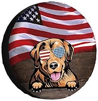 Vista 11 de Cubierta de llanta de repuesto para perro, lapphund finlandés con gafas de sol, bandera estadounidense, fundas protectoras de ruedas a prueba