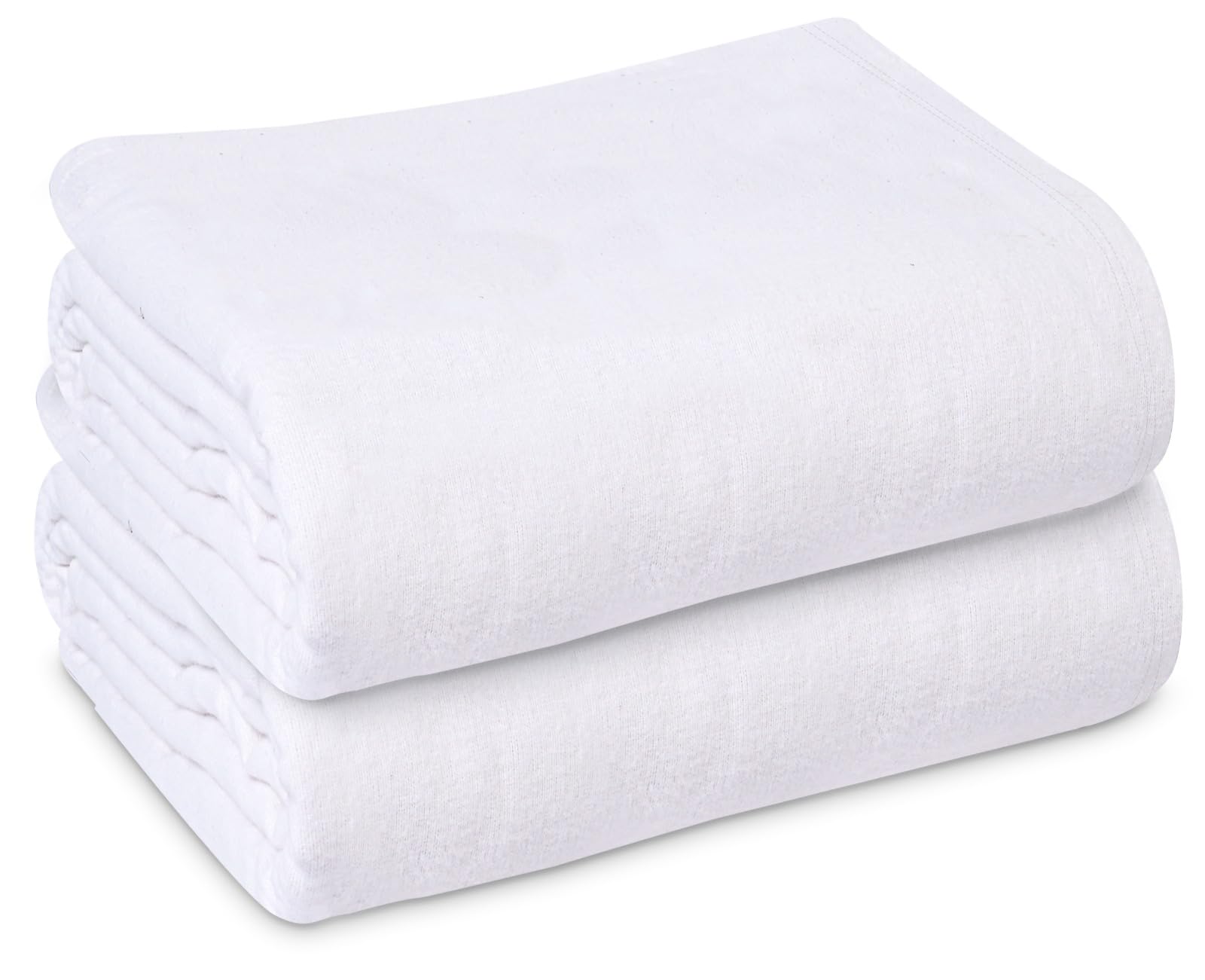 Linteum Textile Cotton Blended Hospital Patient Bath Blanket, Bed Bath Sheet, Twin Blanket Lightweight Sheet Blankets 70x90 in, 1.75 lb. White [2 Pack
