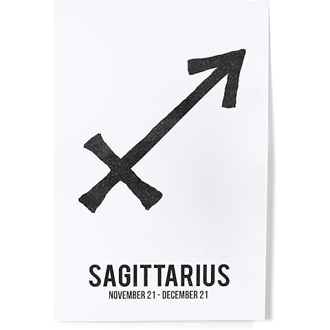 Lantern Press 8x12 Inch Art Print Wall Decor, Sagittarius, Astrology Zodiac Symbol, Ink Drawing