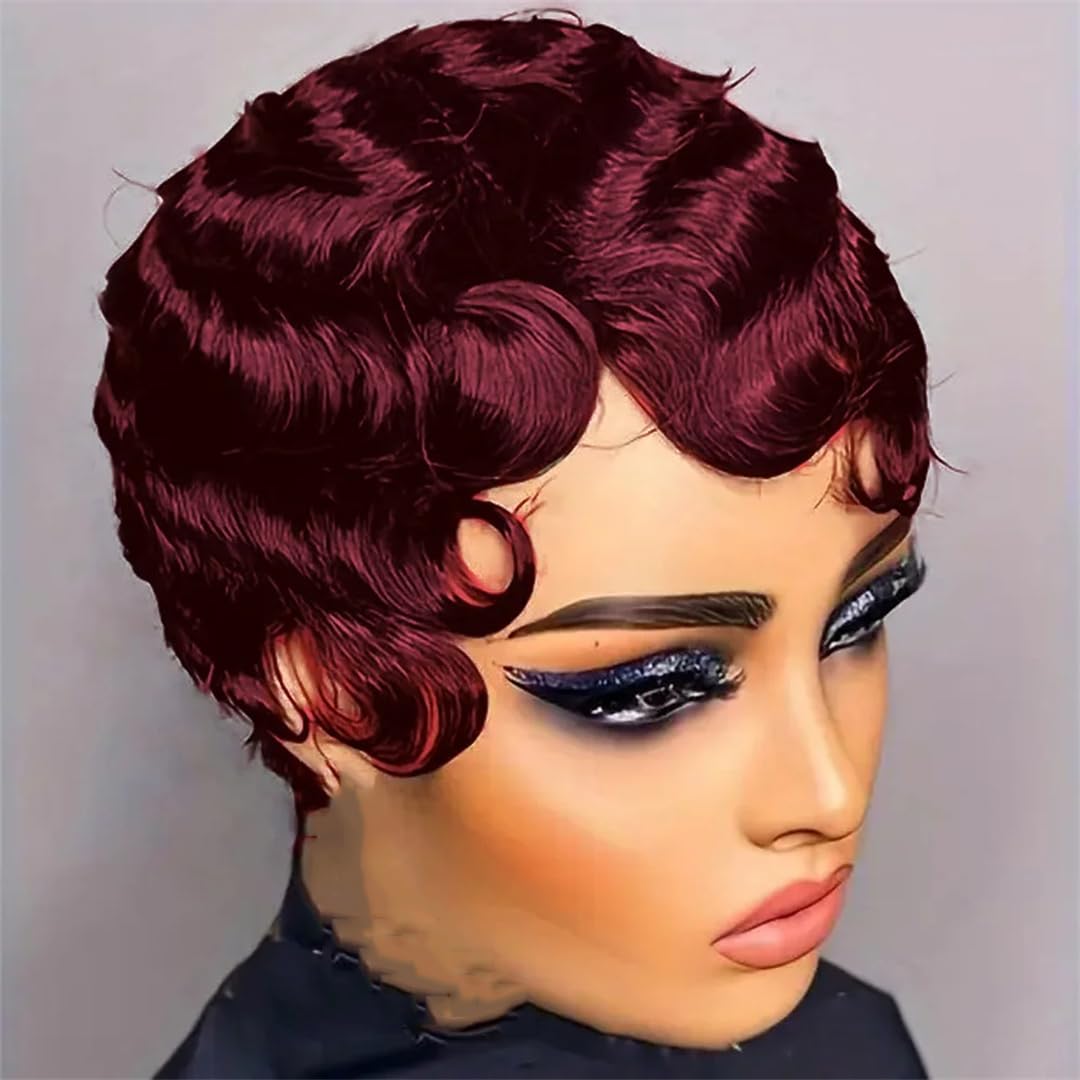 Generic Short Finger Wave Wig, Human Hair, Wig, 6inches#1PcsLot, Curly