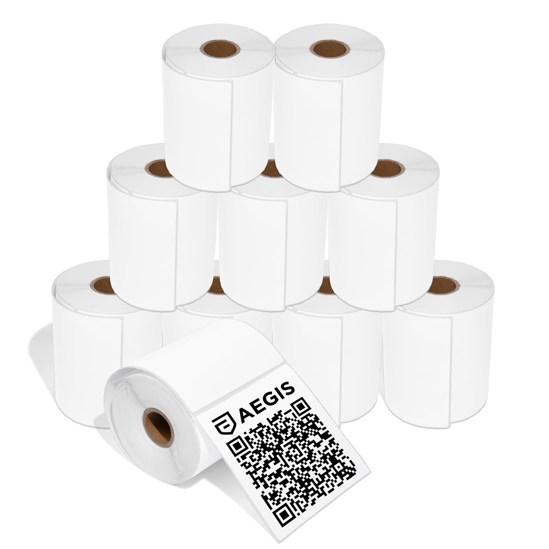 Aegis Adhesives - 4" X 4" Square Direct Thermal Labels Compatible with Rollo, Zebra, and Other Desktop Label Printers (10 Rolls, 350/Roll)