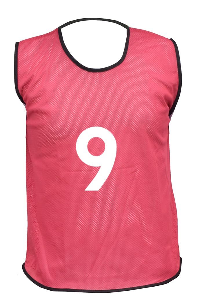 Śliniaczki 10 MESH PIŁKA NOŻNA Śliniaczki SPORT Śliniaczki najwyższej jakości liga (1-10 lub liczba do wyboru) przód i tył (różowy, dla małych chłopców (U 8'))