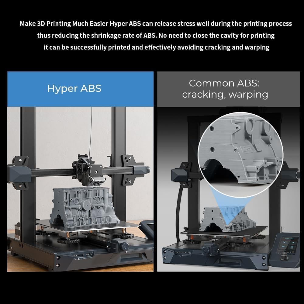 Creality Hyper ABS 1.75mm 3D Printer Filament, Black, 1kg, High-Speed Printing, High Impact Resistance, Less Cracking & Warping, Safer & Eco-Friendly 2