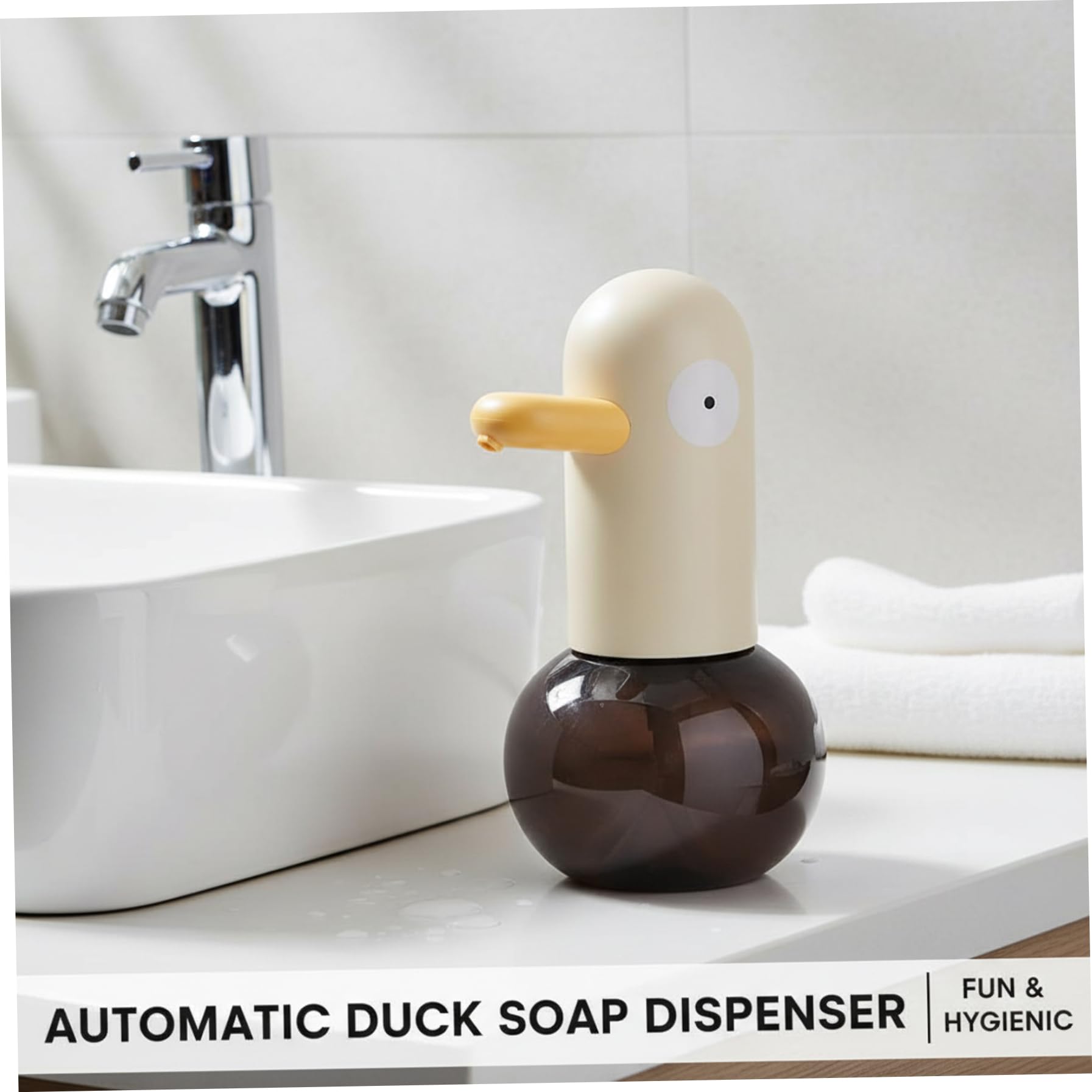 Dispenser di sapone per bambini, dispenser automatico di sapone in schiuma con risposta rapida da 0,25 secondi e batteria ricaricabile, design carino a forma di anatra per bagno e lavello della