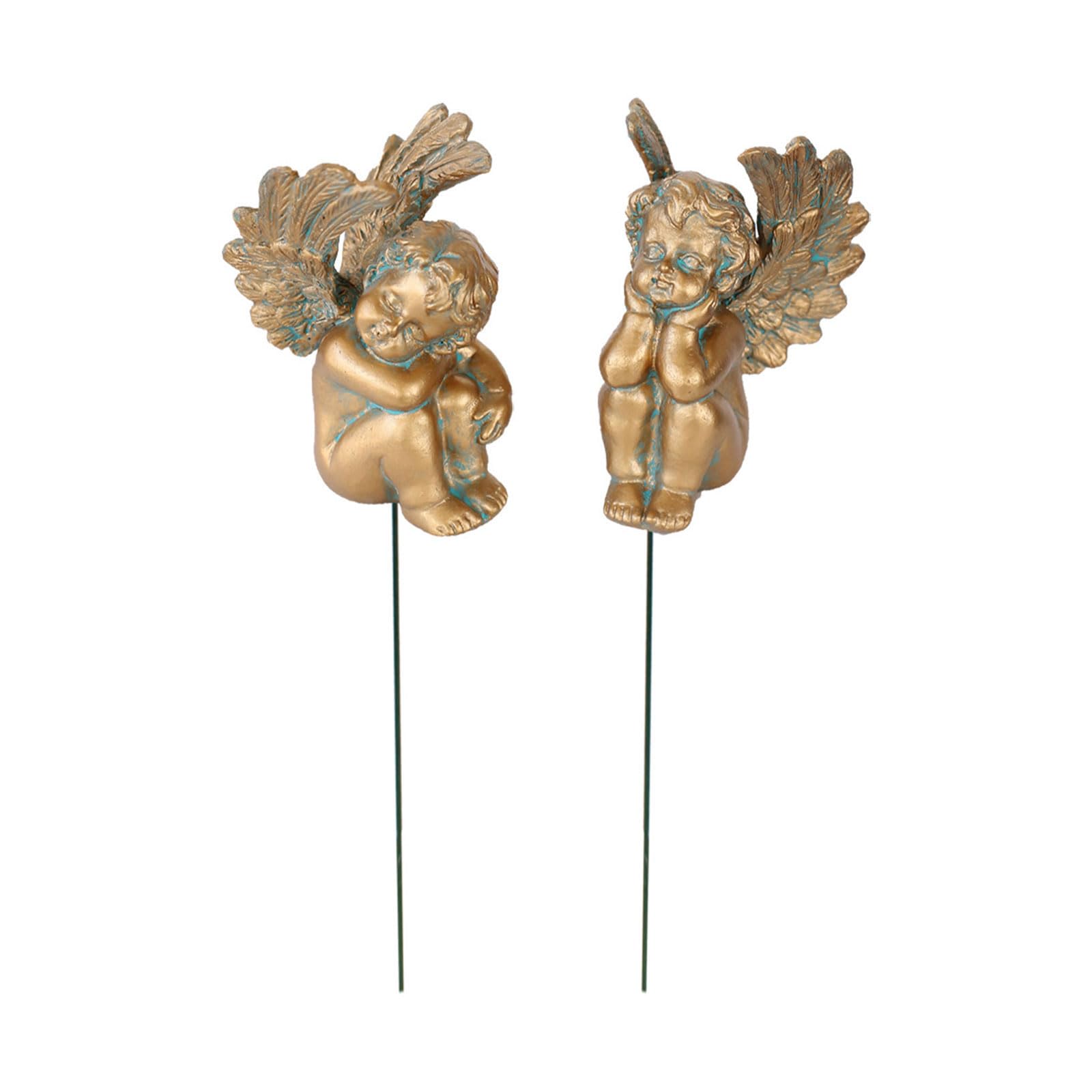 Bbajszx 2Pcs Elegant Styles Resin Angelic Figurines for Indoor Outdoor Plant Pots Decorations Resin Angelic Figurines