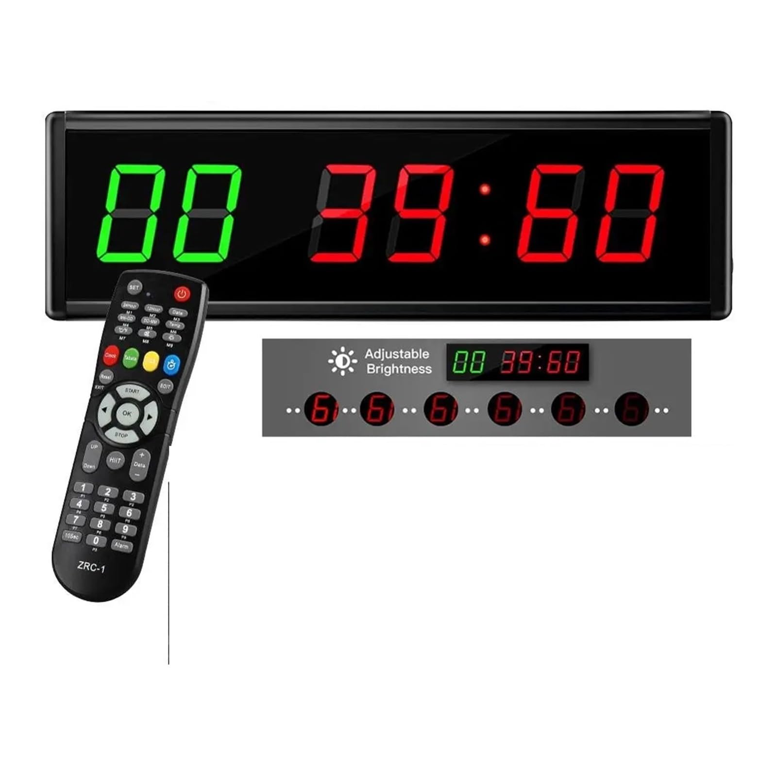 JVDDI 1.5inch 6 Digit LED Timer Boxing GYM Tabata EMOM Interval Programmable Countdown/UP Stopwath Real Time Clock