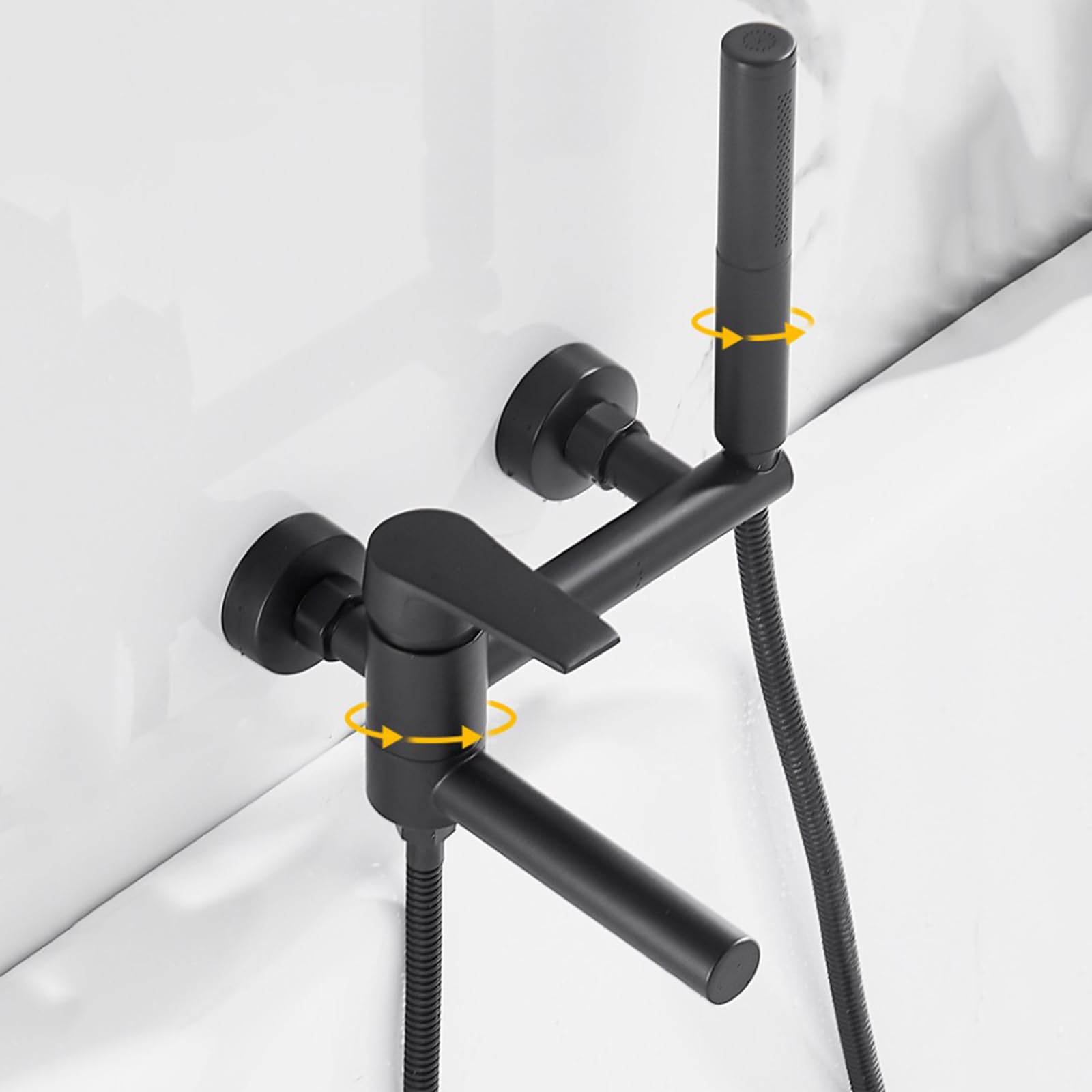 Grifos Mezcladores de Baño - Rubinetto da bagno con doccetta girevole a 360°, design moderno, colore: nero
