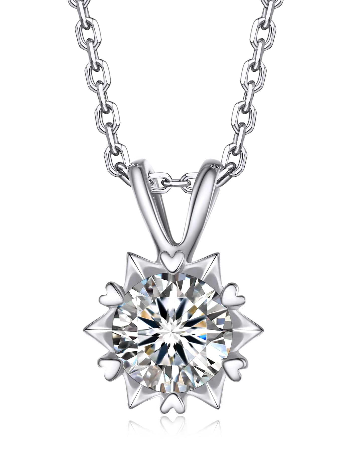 MomentWish Punto Luce Collana, 1Ct Moissanite Diamanti Ciondolo Collana Donna Argento 925 con Certificato Gra Gioielli Regalo Festa della Mamma Donna Compleanno