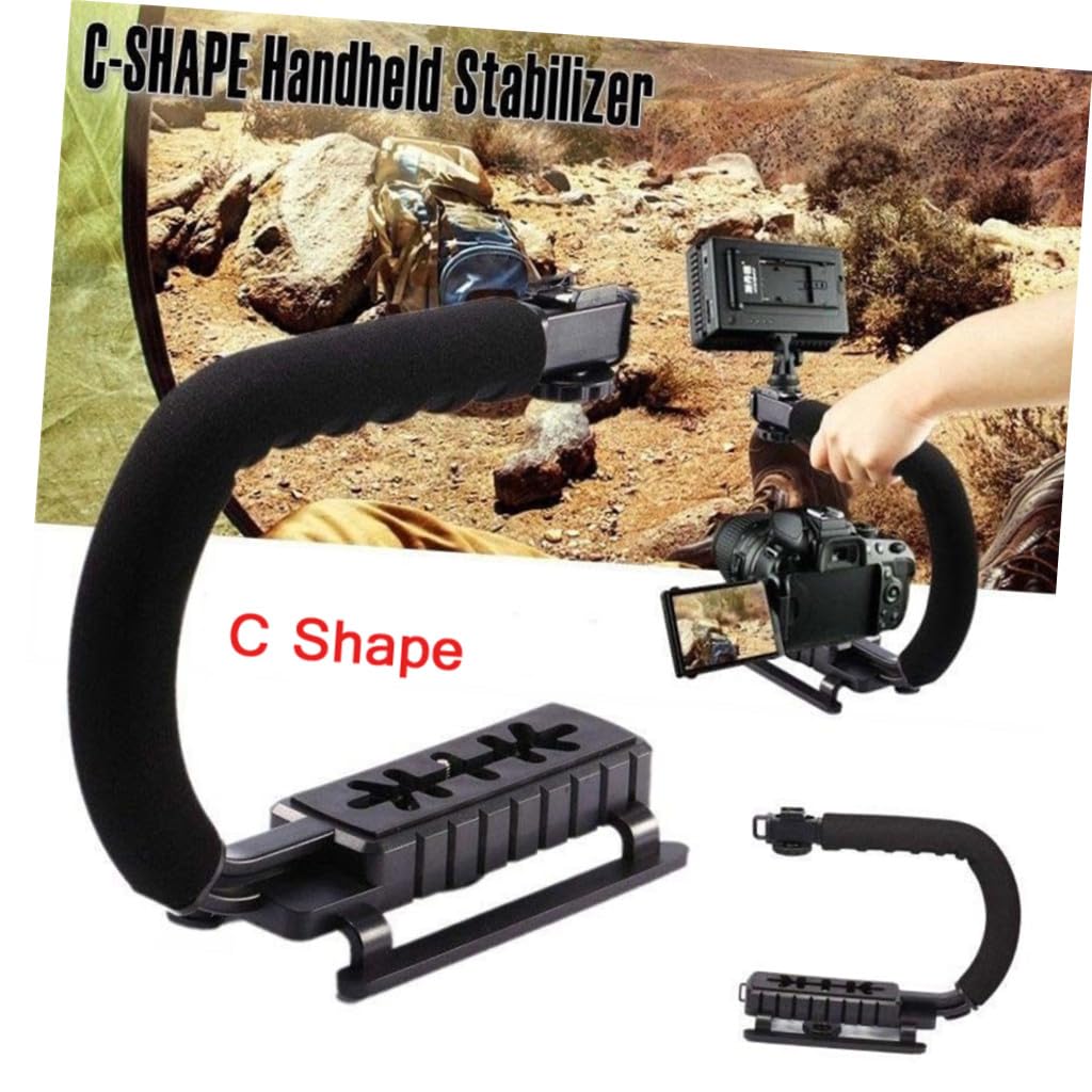 NUOBESTY Stabilizzatore Videocamera Portatile U Tipo con Impugnatura Maneggevole per Riprese Video Stabilizzate e Fotografie Nero