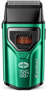 Electric Foil Shaver for Men, Cordless Double Foil Razor with Brushless Motor, LED Display and USB-C Charging, Green