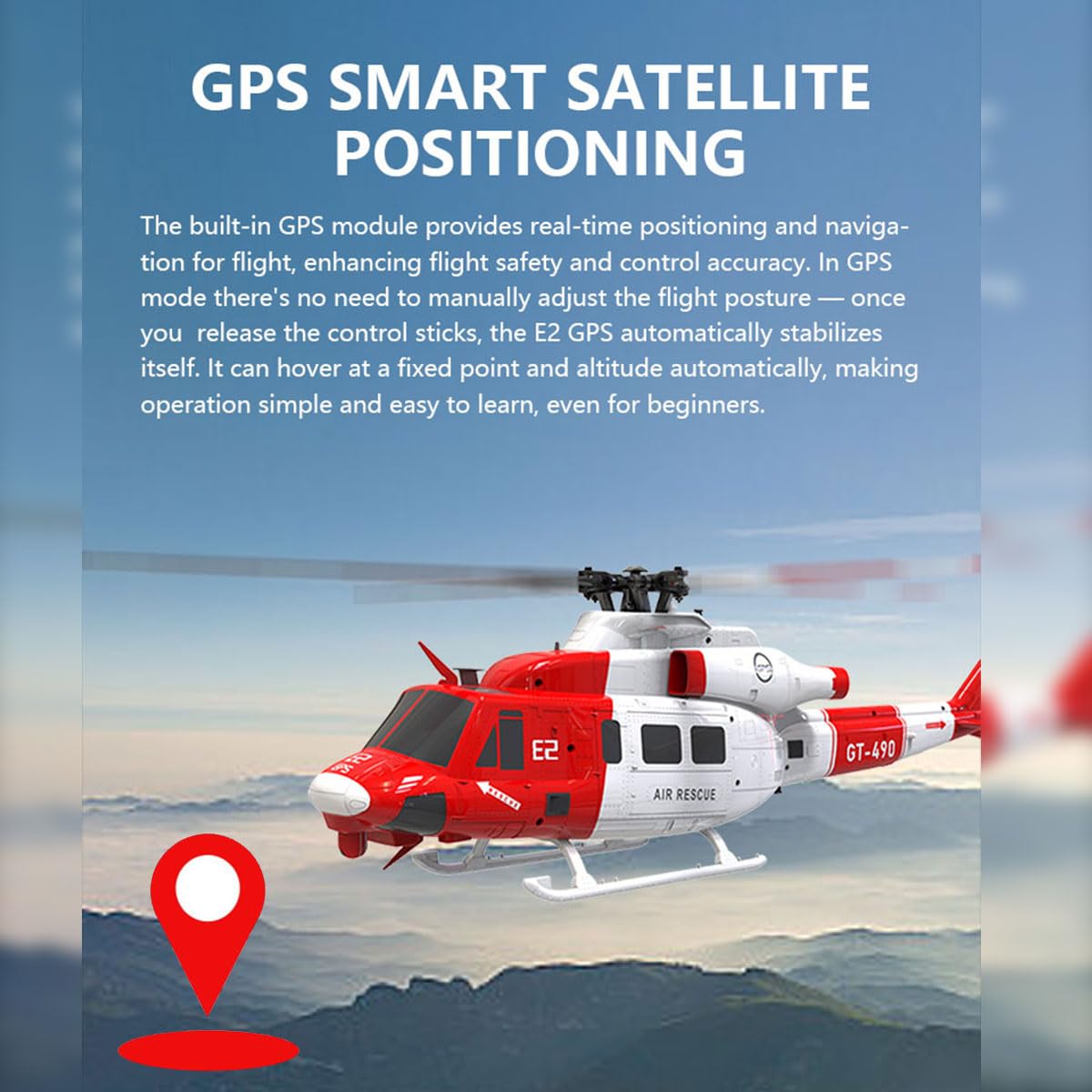GOOSKY E2 UH-1Y helikopter RC, 2,4 G, 6 CH, zdalnie sterowany helikopter z lokalizacją Lidar, wojskowy helikopter, zabawka, prezent dla dorosłych – RTF