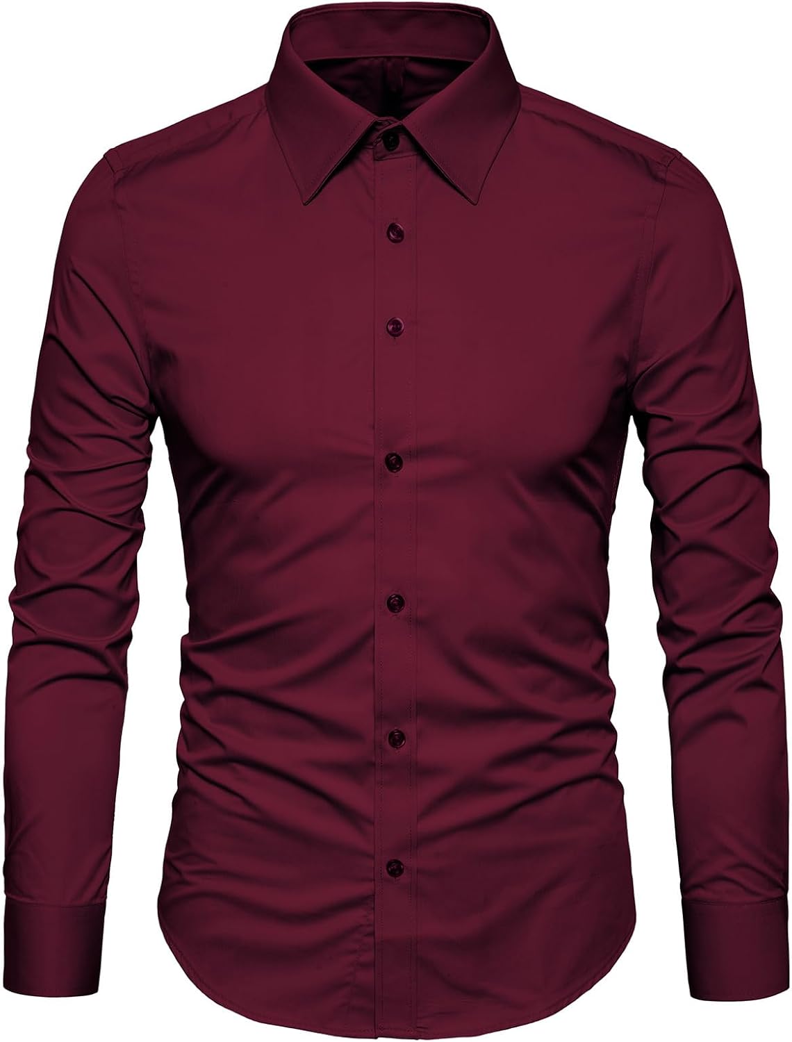 Manwan walk Men's Slim Fit Business Casual Cotton Long Sleeves Solid Button Down Dress Shirts