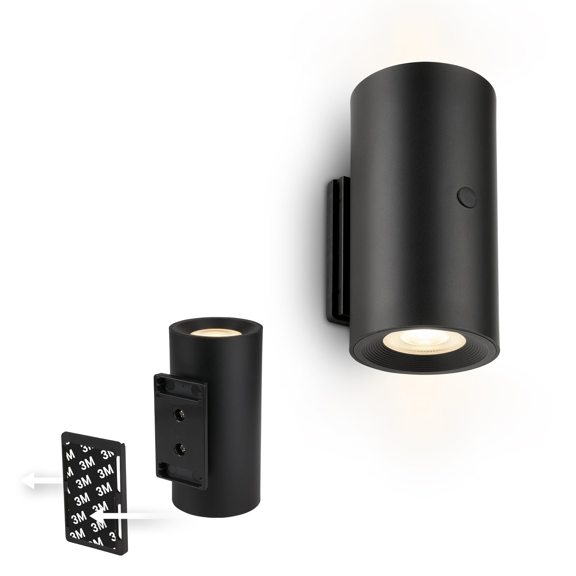 BRILONER Sticklights - Rechargeable Wall Light Without Wiring and Drilling, Battery, Touch, dimmable, Warm White, Sticky Light, Cordless Wall lamp, 6.1x12 cm, Black