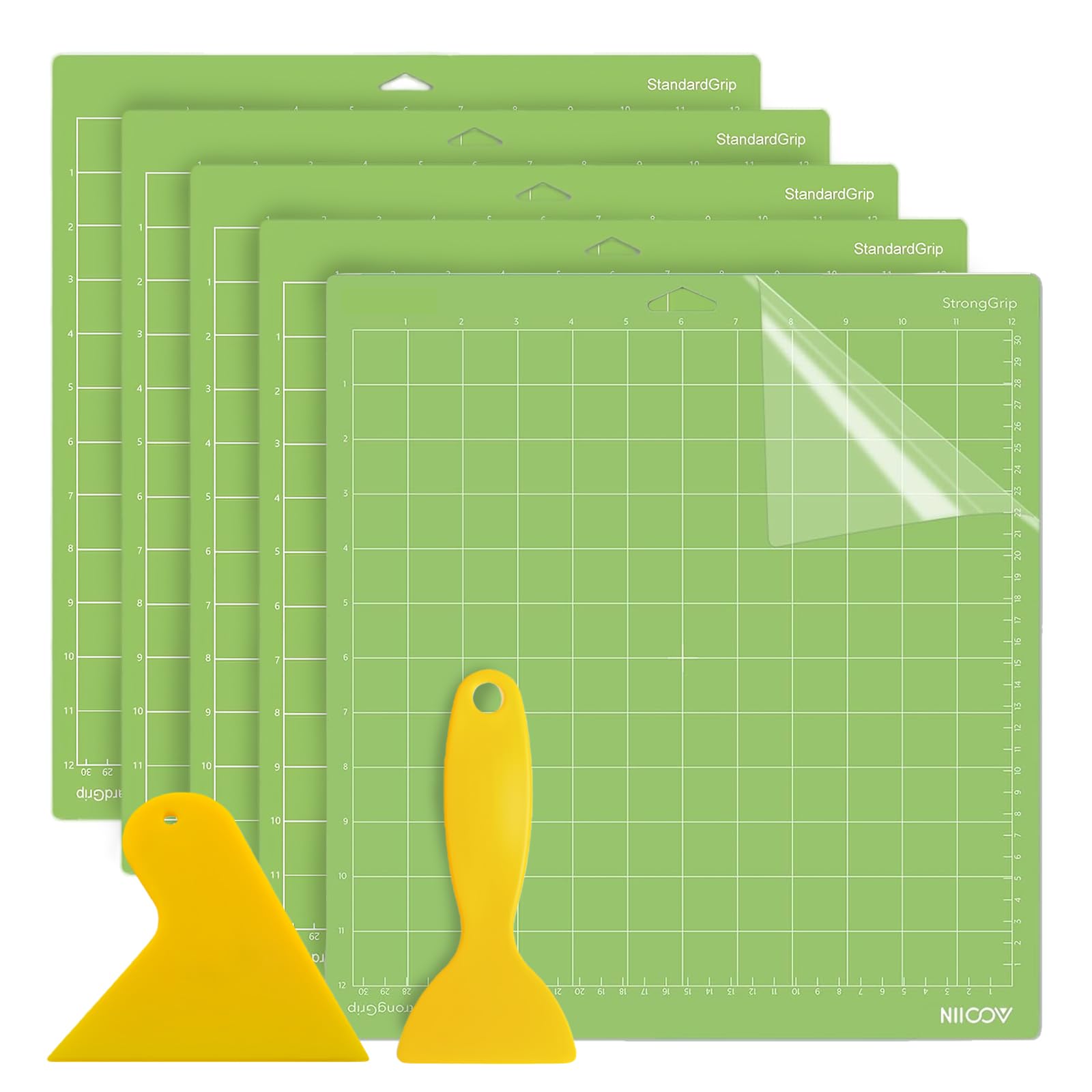 7Pack Standard Grip Cutting mat for Cricut Maker, Adhesive Replacement Cutting Mat 12x12 Inch, from Delicate Paper to Heavier Specialty Material, with 2 scrapers, for Fabric, Craft, Paper