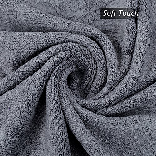 Image of JML Bath Towels 6 Pack, Oversized Microfiber Bath Towels(30 inch x 60 inch), Soft and Super Absorption Multipurpose Towels for Bath, Beach, Pool, Sport - Grey Floral Pattern