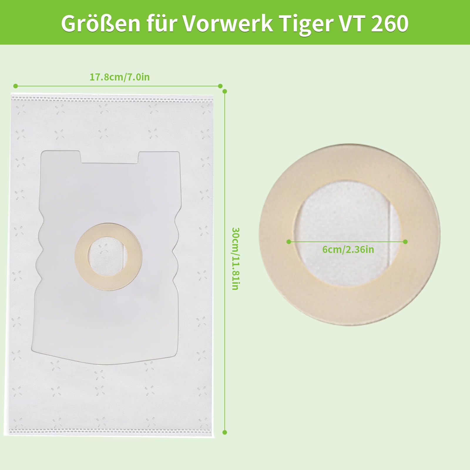 15 sztuk worków do odkurzacza Vorwerk Tiger VT 300, 260, 265, 270, podobne do FP 260, worki kompatybilne z S V66