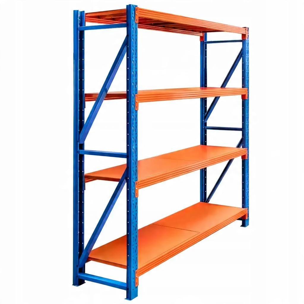 Mega-M Regał METALOWY magazynowy warsztatowy 4-PÓŁKOWY | Fortis Light | 800KG | moduł bazowy |200x200x50 cm