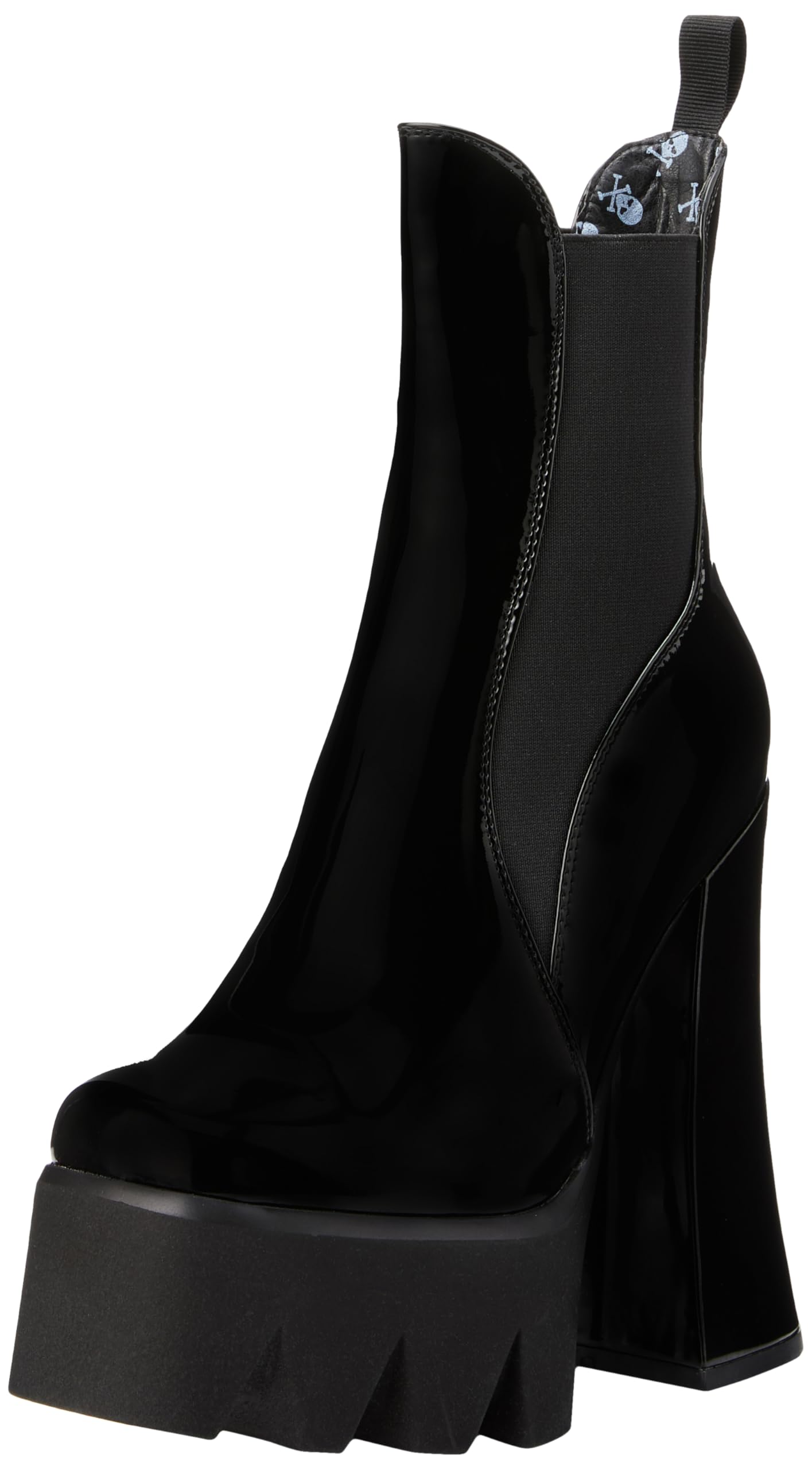 Lamoda Women's Dark/Black Lumiel Blackpat Platform Ankle Boots Chunky Stylish Party Streetwear - Uk5