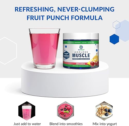 Miniatura 5 de BioTrust Ageless Muscle Builder - Creatina HMB en polvo con vitamina D3 y betaína - Construye y preserva la masa muscular y la fuerza en disminución