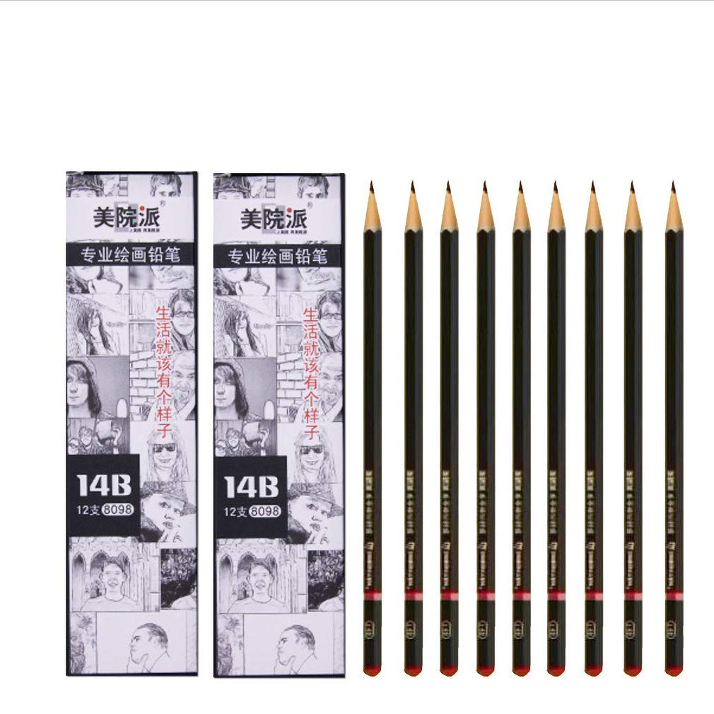 YYMIYU 14B Sketch Pencil Matte Pencil Art Student, 12 Ends