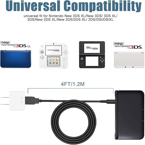 Miniatura 3 de 3DS - Cable de carga USB para Nintendo 3DS XL, 3DS, 3DS XL, 3DS, 2DS XL, 2DS XL, 2DS XL, 2DS XL, 2DS, 2DS, DSi, DSi XL, color negro