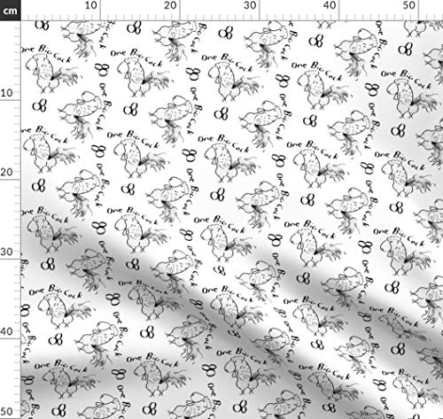 Schwarz Und Weiß, Sex, Hahn, Linien Kunst, Huhn, Penis, Reifen, Penis Stoffe - Individuell Bedruckt von Spoonflower - Design von Adultcontent Gedruckt