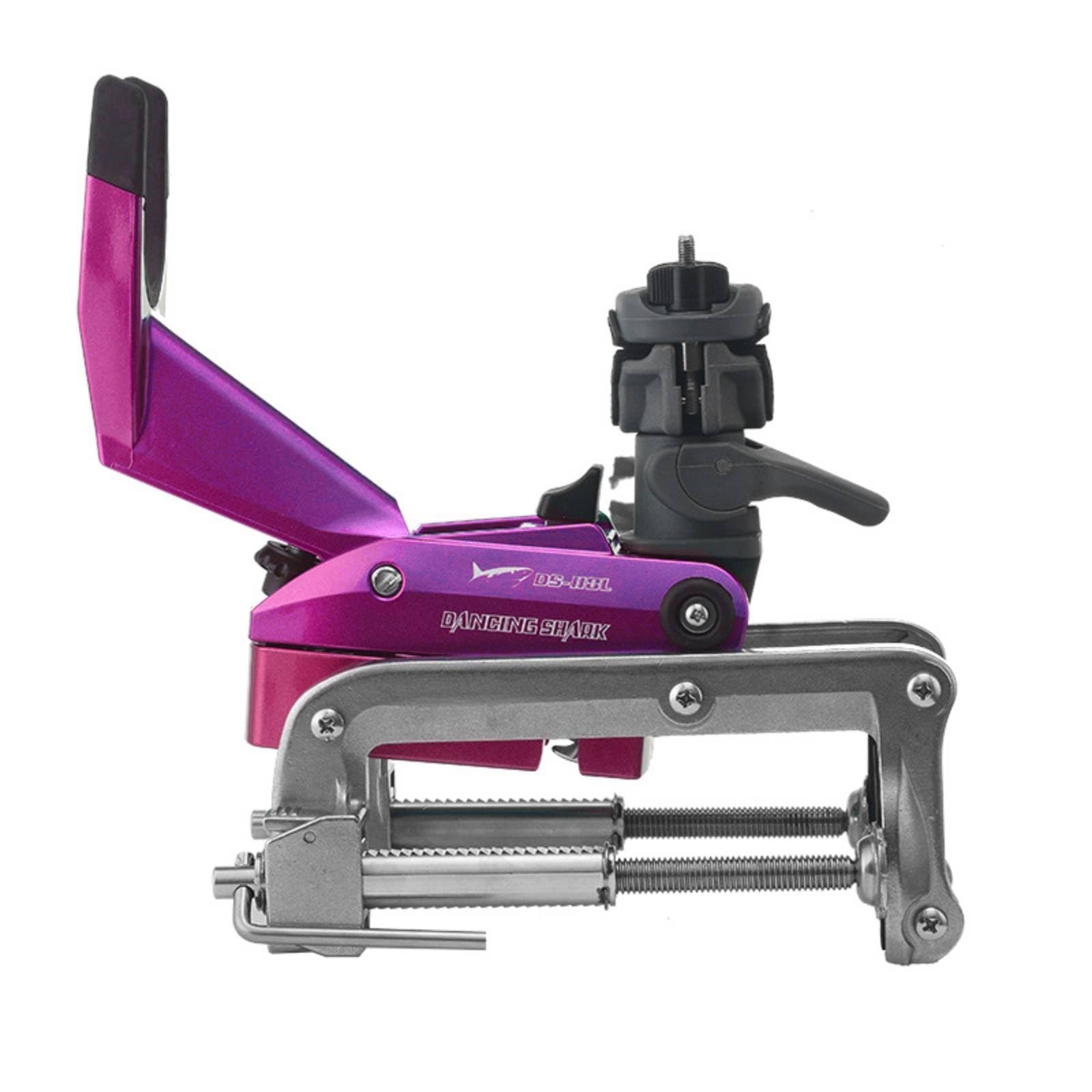 LOVIVER Portacanne da Barca Portacanna Supporto Regolabile Staffa Acciaio Inox Morsetto Rotante Regolazioni Filettate Base Smontabile per Stabilità Adatto per, Viola, Nuovo Modello Lungo